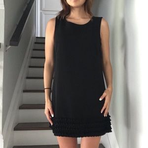 Black shift dress with ruffles